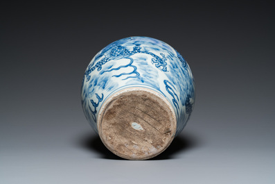 A Chinese blue and white 'dragon' vase, Shunzhi