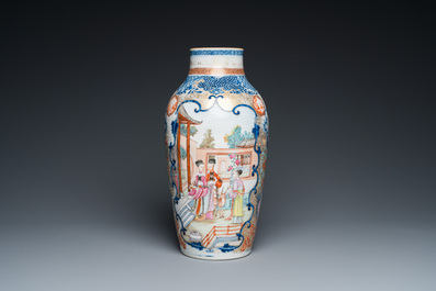 A fine Chinese famille rose 'mandarin' vase, Qianlong