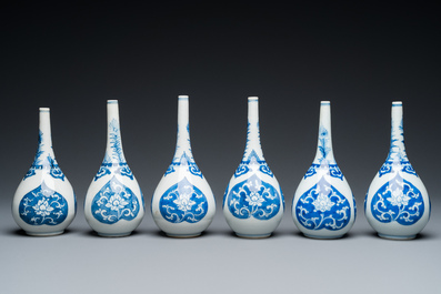Six Chinese blue and white rosewater sprinklers, Kangxi