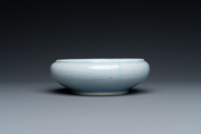A Chinese monochrome lavender-blue brush washer, Kangxi mark, 19th C.