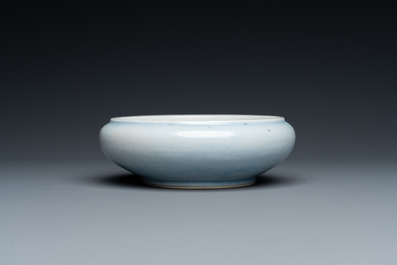 A Chinese monochrome lavender-blue brush washer, Kangxi mark, 19th C.