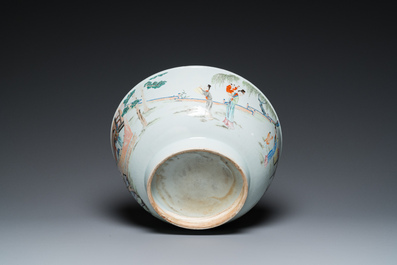 A large Chinese 'ladies and playing children' famille rose bowl, Yongzheng