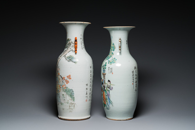Two Chinese famille rose vases, signed Heng Shengyi 横甡義 and Zhou Yuxing 周裕興, one dated 1904
