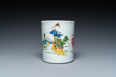 A Chinese famille rose brush pot, Yongzheng