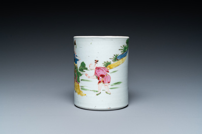 A Chinese famille rose brush pot, Yongzheng