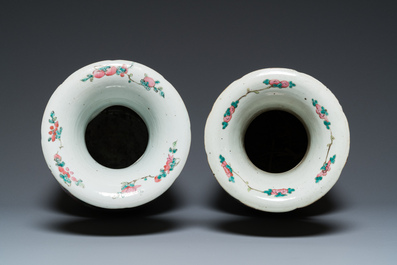 Two Chinese famille rose vases with birds among blossoming branches, 19th C.