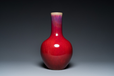 A Chinese flamb&eacute;-glazed bottle vase, 19th C.