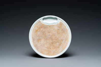 A Chinese white-glazed anhua-decorated ink stone, Qing