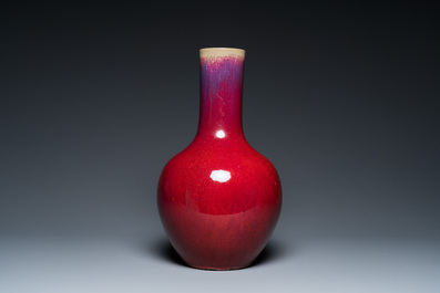A Chinese flamb&eacute;-glazed bottle vase, 19th C.