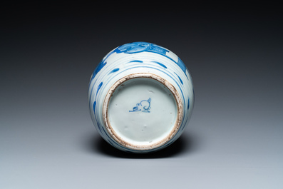 A Chinese blue and white jar, late Ming