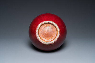 A Chinese flamb&eacute;-glazed bottle vase, 19th C.