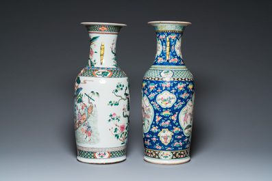 Two Chinese famille rose 'immortals' vases, 19th C.