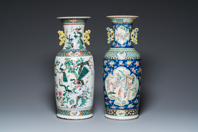 Two Chinese famille rose 'immortals' vases, 19th C.