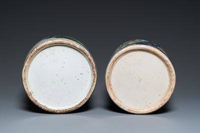 Two Chinese famille rose 'immortals' vases, 19th C.
