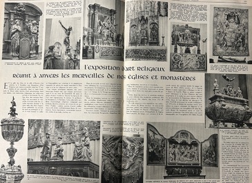 Een groot Spaans verguld en gepolychromeerd houten triptiekretabel met Johannes de Doper, de Maagd Maria en Sint-Rochus, 1e helft 16e eeuw