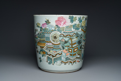 A Chinese qianjiang cai 'antiquities' jardini&egrave;re, signed Xu Pinheng 許品衡, dated 1894