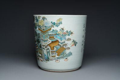 A Chinese qianjiang cai 'antiquities' jardini&egrave;re, signed Xu Pinheng 許品衡, dated 1894