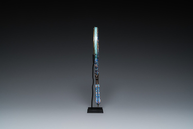 A Chinese Canton enamel hand mirror, inscribed 'Dan Na', Qianlong