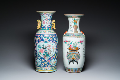 Two Chinese famille rose vases, 19th C.