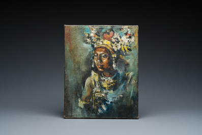 Roland Strasser (1895-1974): Portrait d'une danseuse &agrave; Bali, huile sur toile