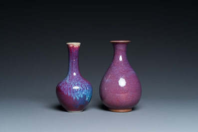 Two Chinese flamb&eacute;-glazed vases, Qing and Republic