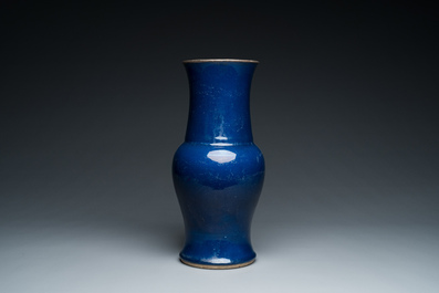 A Chinese monochrome blue 'yenyen' vase, Qianlong