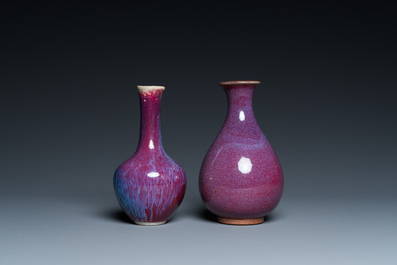 Two Chinese flamb&eacute;-glazed vases, Qing and Republic