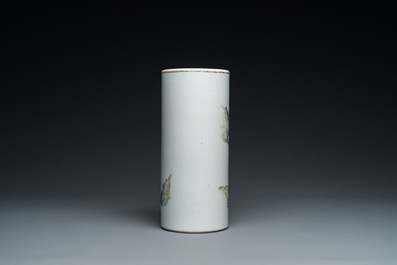 A Chinese qianjiang cai hat stand, signed Wang You Tang 汪友棠 and dated 1904