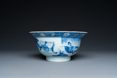 Een Chinese blauw-witte klapmuts kom, Kangxi merk en periode