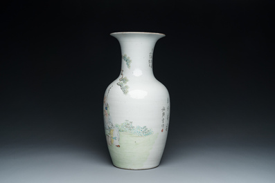 A Chinese qianjiang cai 'scholars' vase, dated 1895