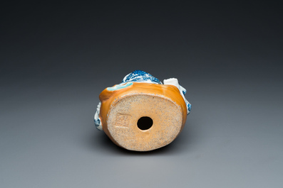 A Chinese blue and white Buddha, Wei Hong Tai Zao 魏洪泰造 mark, Republic
