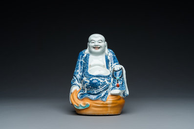 A Chinese blue and white Buddha, Wei Hong Tai Zao 魏洪泰造 mark, Republic