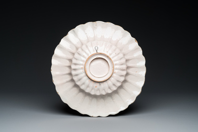 A polychrome Dutch Delft 'peacock' dish, late 17th C.