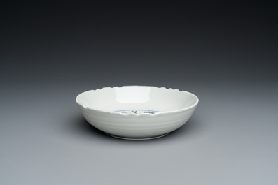 A Chinese blue and white &lsquo;prawn&rsquo; plate, Tianqi