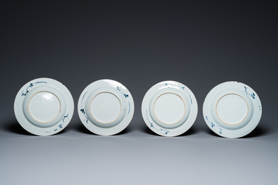 18 Chinese blauw-witte schotels en borden, Kangxi/Qianlong