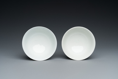 Paire de bols en porcelaine de Chine doucai, marque de Yi Pin Tang Zhi 一品堂製, Guangxu