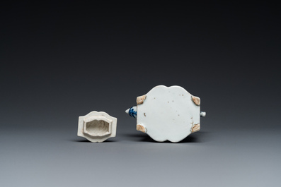 A Chinese blue and white 'landscape' teapot and cover, Kangxi