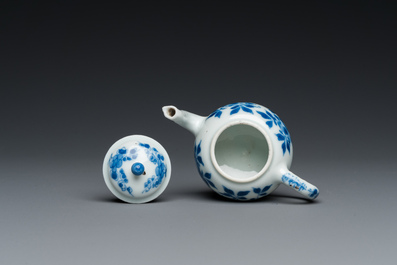 A Chinese blue and white miniature teapot and cover, Kangxi