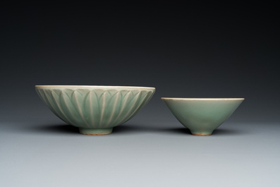 Two Chinese Longquan celadon bowls, Song or later