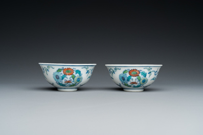 Paire de bols en porcelaine de Chine doucai, marque de Yi Pin Tang Zhi 一品堂製, Guangxu