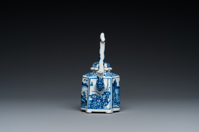 A Chinese blue and white 'landscape' teapot and cover, Kangxi
