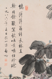 Qi Gong 啟功 (1912-2005): 'Druiven', inkt en kleur op papier