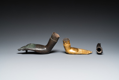 Five Thai or Burmese bronze hands of Buddha, 16/17th C. and later