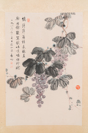 Qi Gong 啟功 (1912-2005): 'Druiven', inkt en kleur op papier
