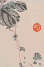 Qi Gong 啟功 (1912-2005): 'Druiven', inkt en kleur op papier