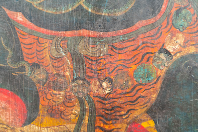 Thangka figurant Mahakala, Sino-Tibet, probablement 19&egrave;me