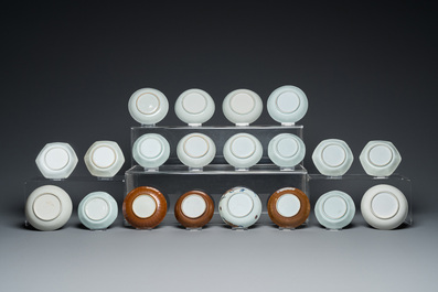 44 Chinese blue, white, famille rose and Imari-style cups and 62 saucers, Kangxi and later