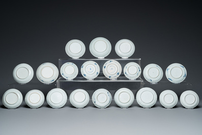 44 Chinese blue, white, famille rose and Imari-style cups and 62 saucers, Kangxi and later