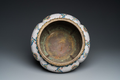 A Chinese cloisonn&eacute; '100 butterflies' jardini&egrave;re with gilt bronze mounts, 19th C.
