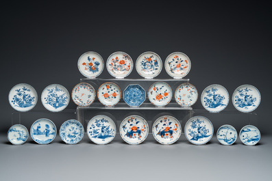 44 Chinese blue, white, famille rose and Imari-style cups and 62 saucers, Kangxi and later